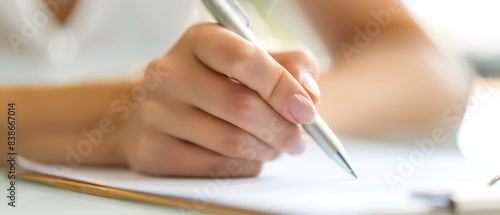 hand writing on paper with a pen, contract sign, write a letter