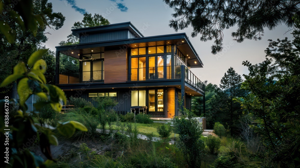 modern home exterior crafted from eco-friendly materials like reclaimed wood, recycled steel, and energy-efficient glass modern home exterior crafted from eco-friendly materials like reclaimed wood, recycled steel, and energy-efficient glass
