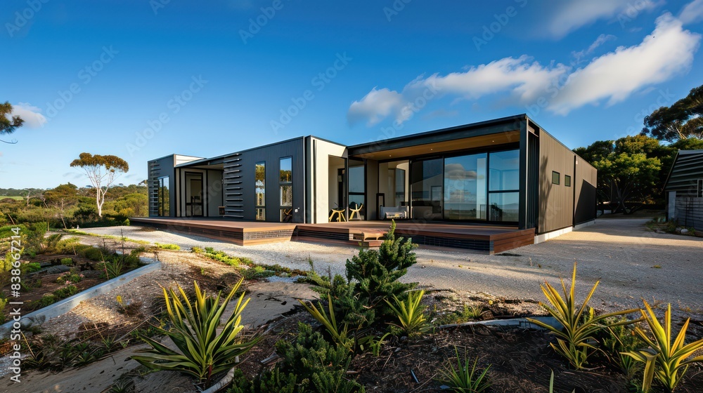 modern home exterior crafted from eco-friendly materials like reclaimed wood, recycled steel, and energy-efficient glass modern home exterior crafted from eco-friendly materials like reclaimed wood, recycled steel, and energy-efficient glass