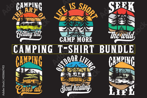 Camping t-shirt design bundle, high quality camping t shirt design for print on demand