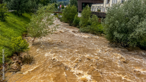 flood due to heavy rainfall at the Germany, Schwabisch Gmund photo