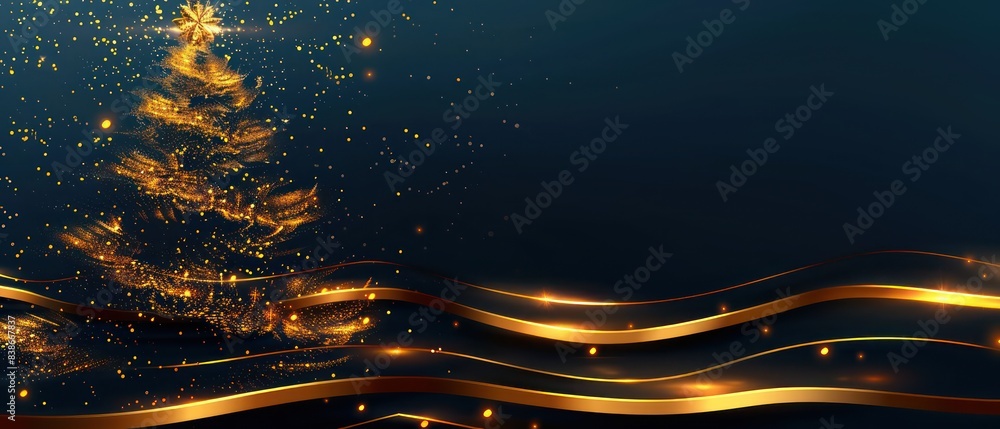 Christmas tree navy green luxurious sparkly wavy lines background Christmas tree navy green luxurious sparkly wavy lines background