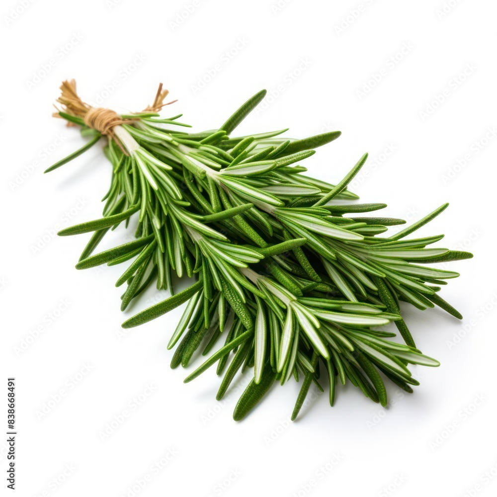 Bunch of Fresh Rosemary Tied with Twine Isolated on White Background, Culinary and Herbal Themed Design Bunch of Fresh Rosemary Tied with Twine Isolated on White Background, Culinary and Herbal Themed Design