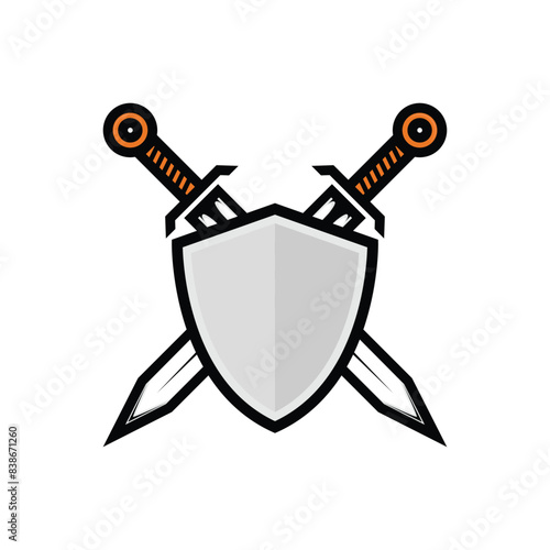 shield with sword loogo design vector concept photo