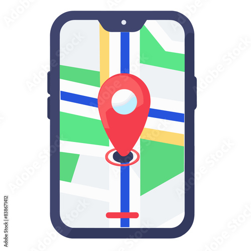 Design an icon of the map on your phone in a simple flat style