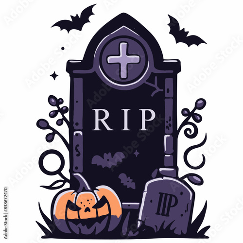 Vector illustration, for halloweendecoration, headstone  photo