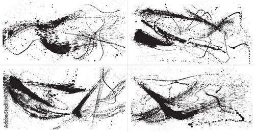 波　波しぶき　手書きの毛筆イラスト