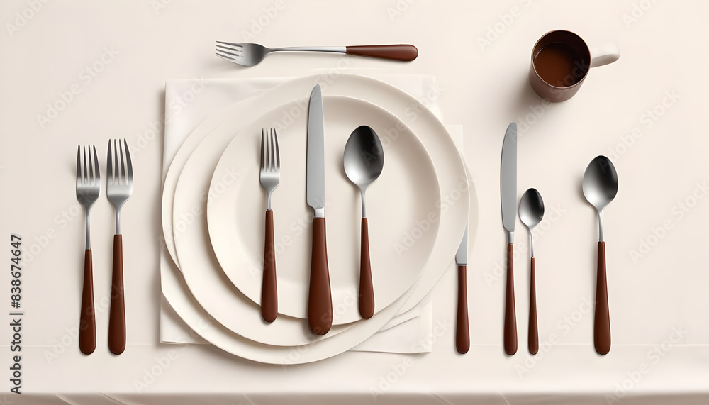 A set of silverware with a knife fork and spoon 1 A set of silverware with a knife fork and spoon 1