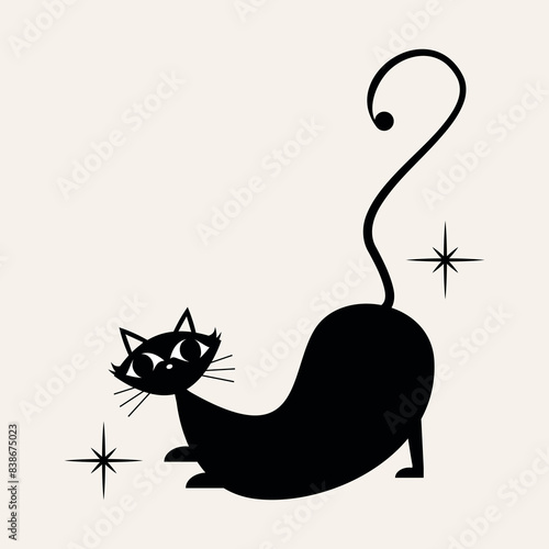 1950s Mid Century Modern Atomic Black Cats and Starbursts