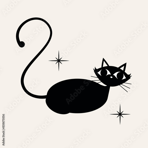 1950s Mid Century Modern Atomic Black Cats and Starbursts