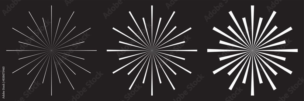 Radial circle lines. Circular radiating lines geometric element. Sun star rays symbol. Spokes with radiating stripes. Abstract illusion geometric shapes. 11:11 Radial circle lines. Circular radiating lines geometric element. Sun star rays symbol. Spokes with radiating stripes. Abstract illusion geometric shapes. 11:11
