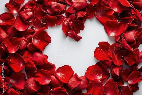 Red rose petals scattered a...