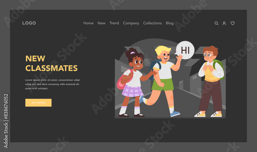 New classmates concept. Flat vector illustration