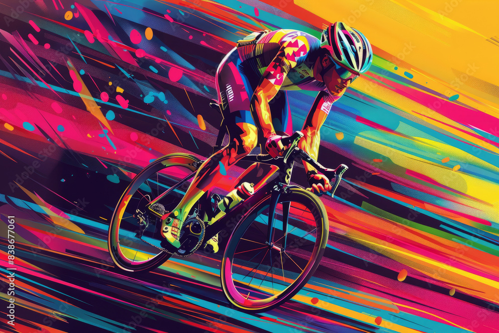 Fototapeta premium Abstract colorful road cycling sports race illustration