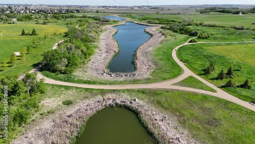 Aerial Drone Video of Briarwood Neighborhood in Saskatoon, SK - Upscale Residential Area, Parks, and Modern Homes photo