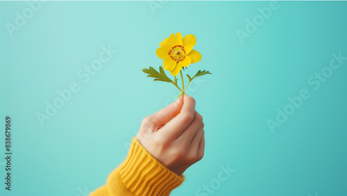 Fototapeta Naklejka Na Ścianę i Meble -  hand holding a flower