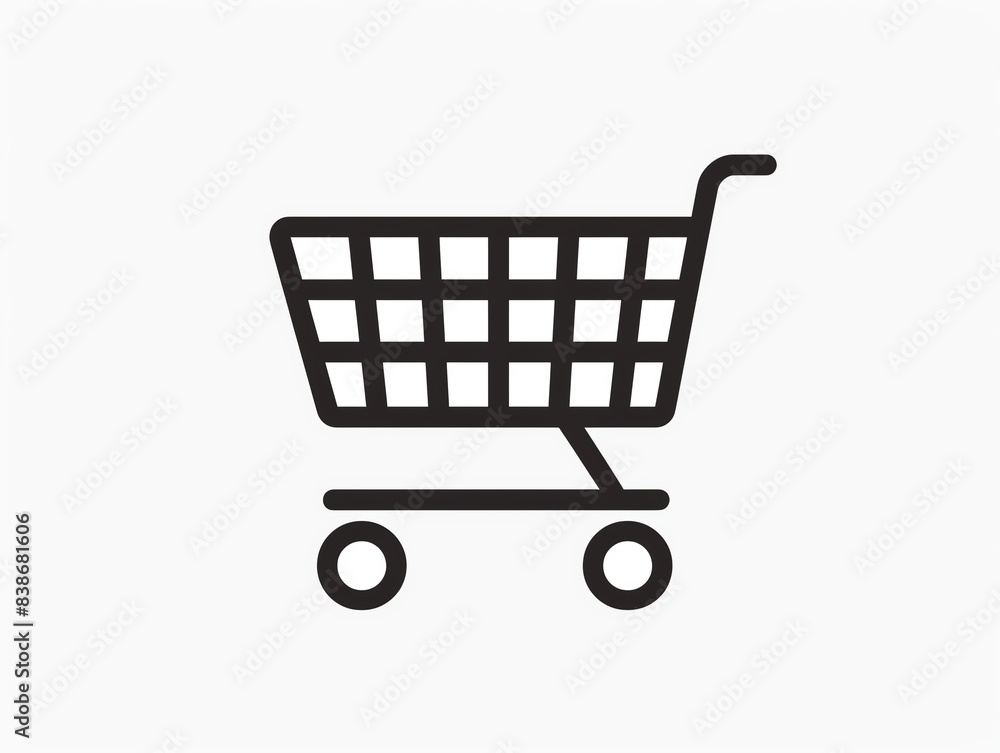 Simple black and white shopping cart icon. Simple black and white shopping cart icon.
