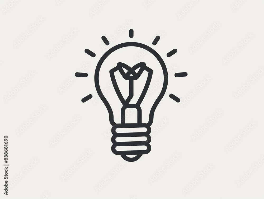 Simple line drawing of a lightbulb, representing ideas and inspiration. Simple line drawing of a lightbulb, representing ideas and inspiration.