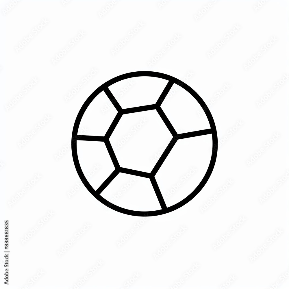 Simple black and white outline icon of a soccer ball. Simple black and white outline icon of a soccer ball.