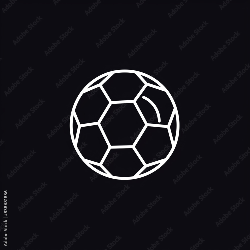 Obraz premium White outline of a soccer ball on a black background.