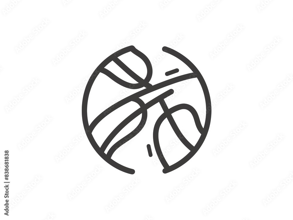 Simple black and white outline icon of a basketball. Simple black and white outline icon of a basketball.