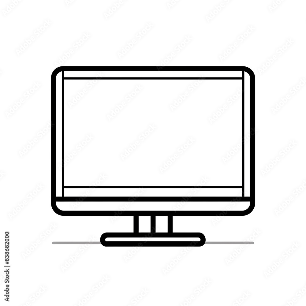 Simple line drawing icon of a computer monitor. Simple line drawing icon of a computer monitor.