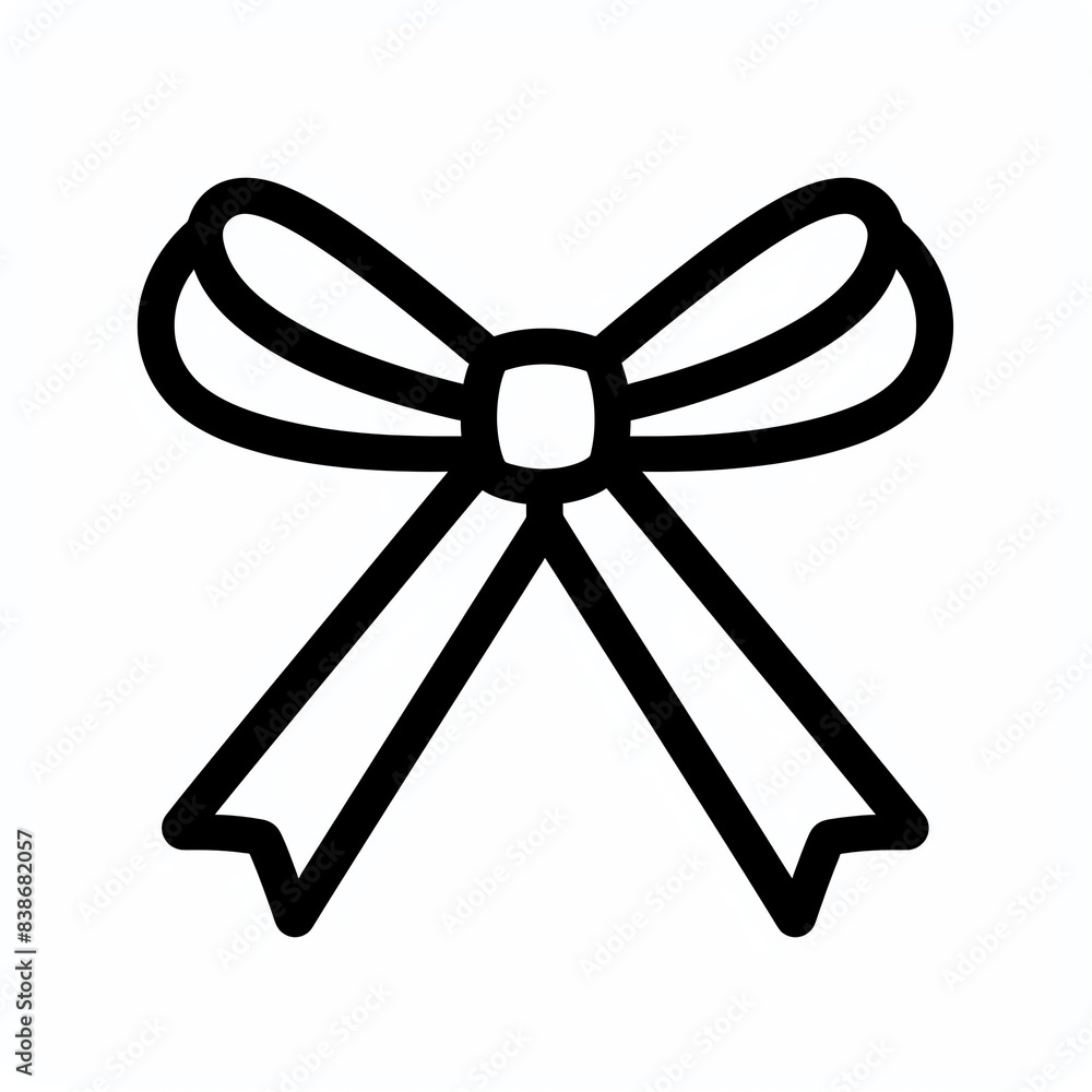 Simple black and white line drawing of a bow. Simple black and white line drawing of a bow.