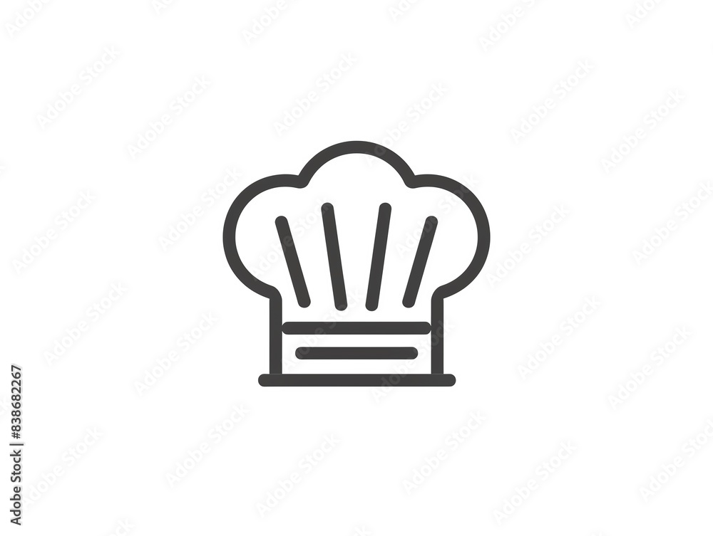 Line art icon of a chef's hat, representing cooking and culinary arts. Line art icon of a chef's hat, representing cooking and culinary arts.