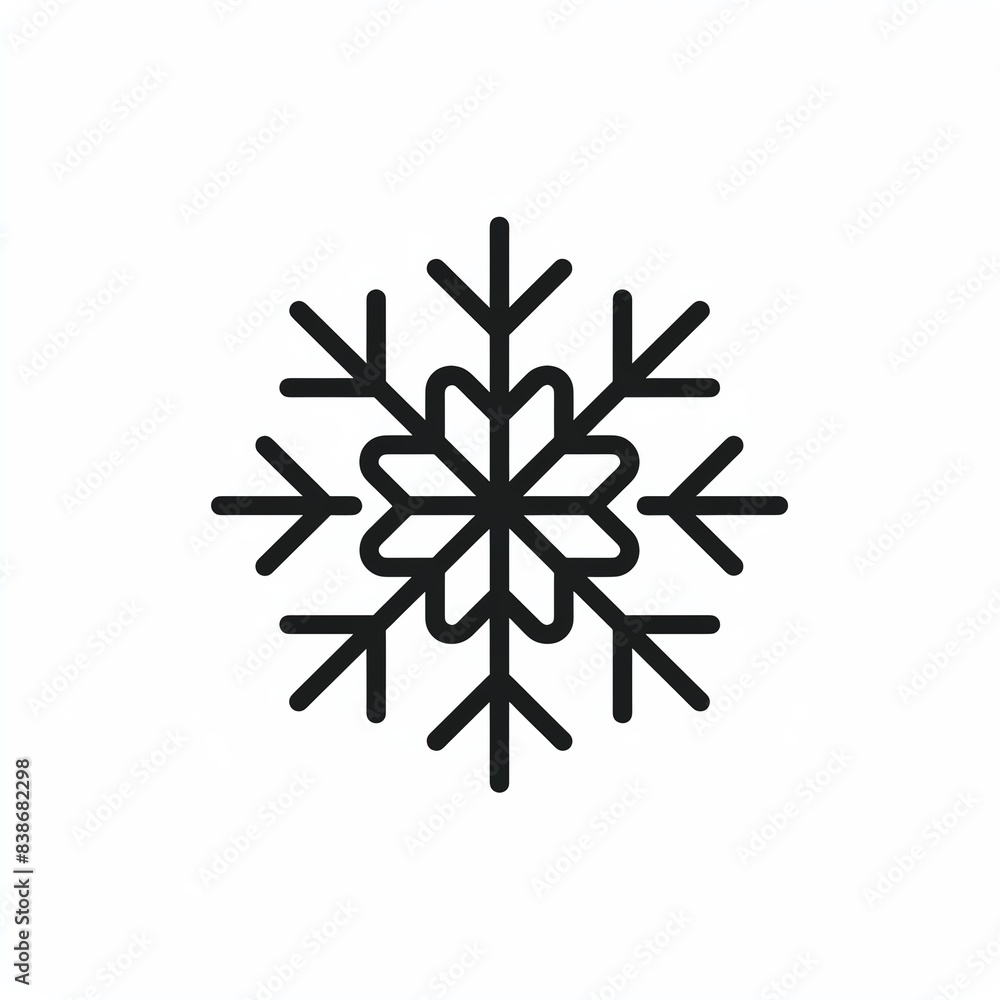 Simple black and white snowflake icon. Simple black and white snowflake icon.
