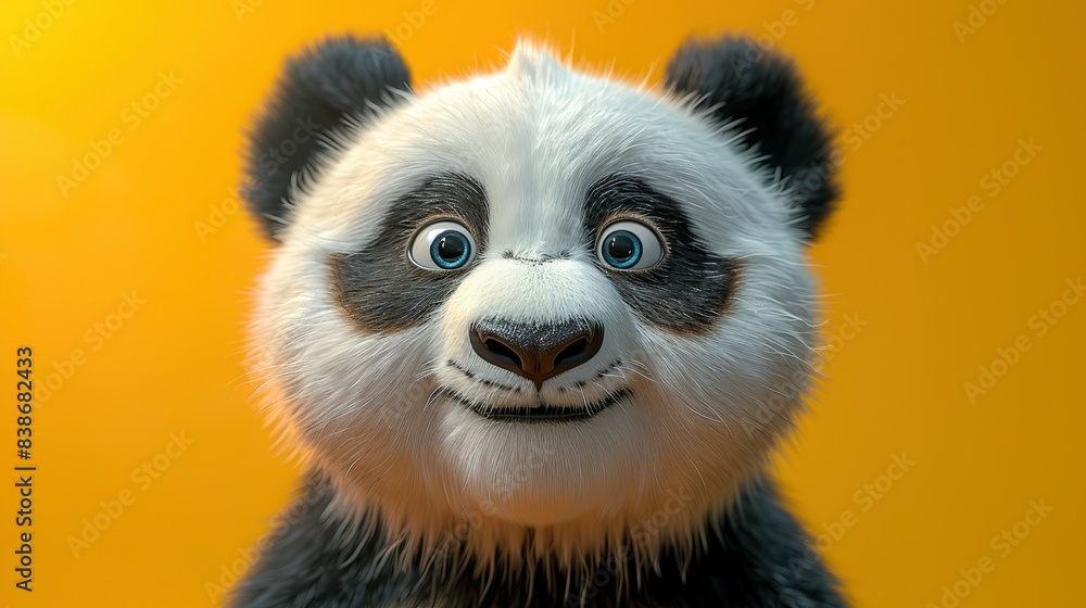 Happy Hues: Smiling Panda in Vibrant Digital Art Happy Hues: Smiling Panda in Vibrant Digital Art