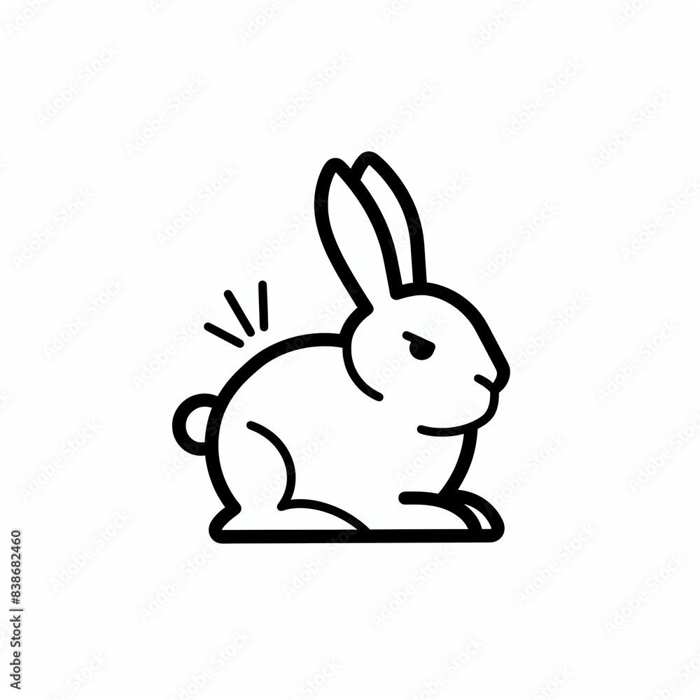 Line art illustration of a rabbit with a fluffy tail. Line art illustration of a rabbit with a fluffy tail.