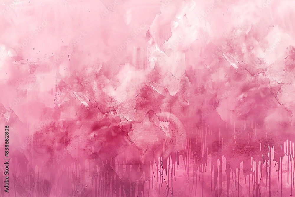 Fototapeta premium Pastel pink background with watercolor textures, selective focus, artistic theme, surreal, double exposure, painters canvas backdrop