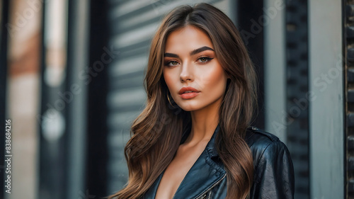 Stunning portrait of a beautiful brunette woman influencer and model with gorgeous brown colored hair © The A.I Studio