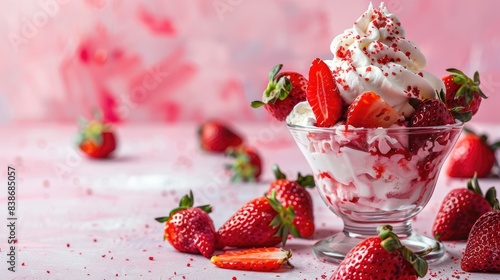 Strawberry Sundae with Whipped Cream photo