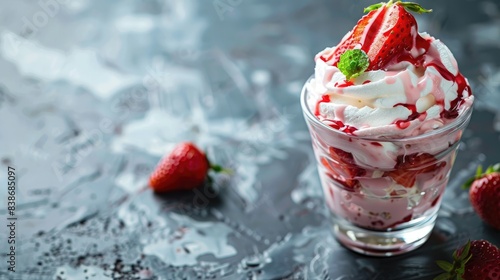 Strawberry Sundae with Whipped Cream photo
