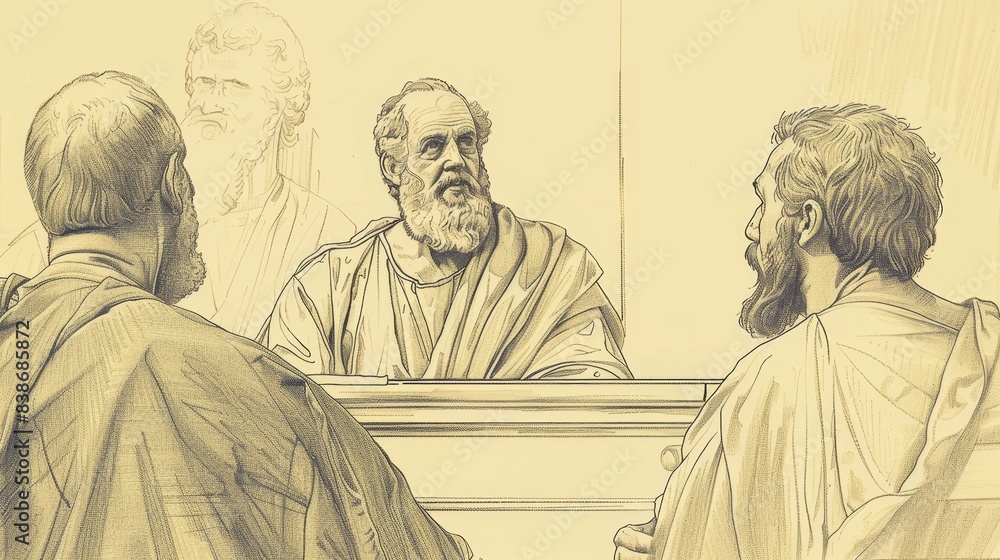 Naklejka premium Spirit and Fellowship: Acts 2 Biblical Illustration with Holy Spirit, Early Church Growth on Beige Background and Copyspace