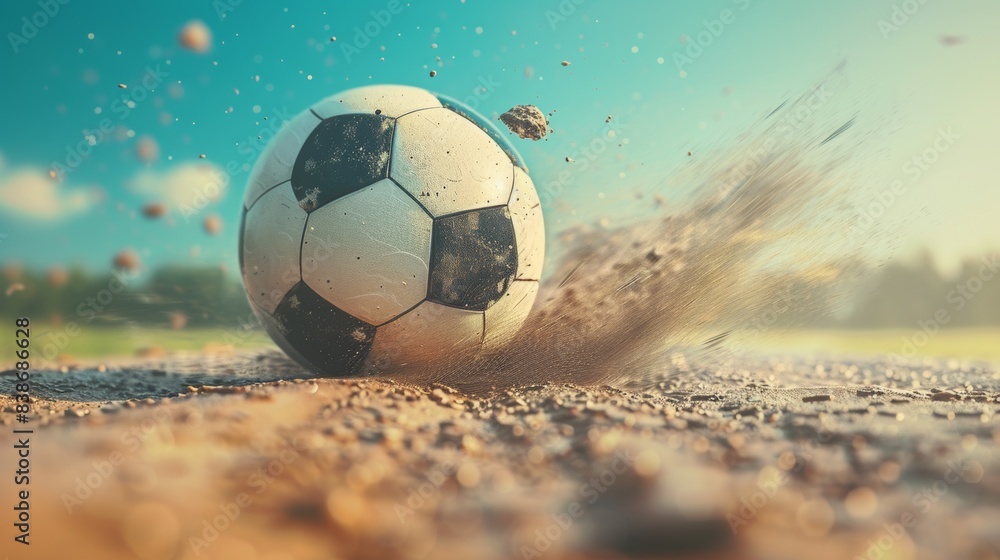 Naklejka premium Soccer Ball in Long Jump 