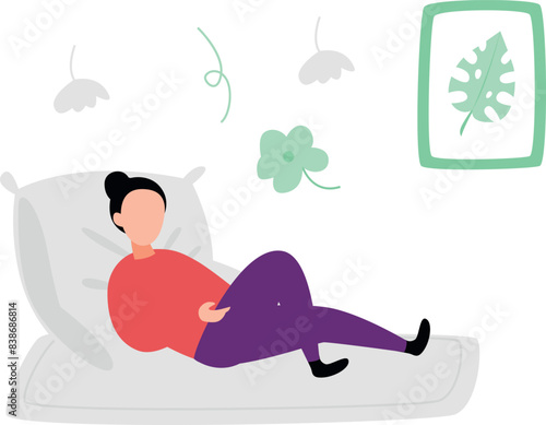 The girl is laying on the pillow.