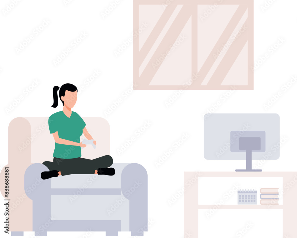 The girl is playing a video game. The girl is playing a video game.
