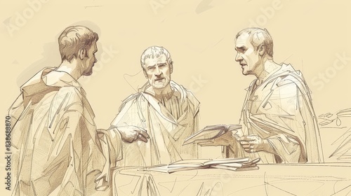 Unity and Wisdom: 1 Corinthians 1 Biblical Illustration with Call for Unity, Wisdom of Cross on Beige Background and Copyspace