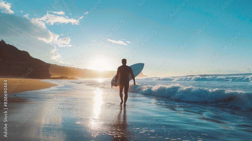 Fototapeta premium Surf Board on Waves
