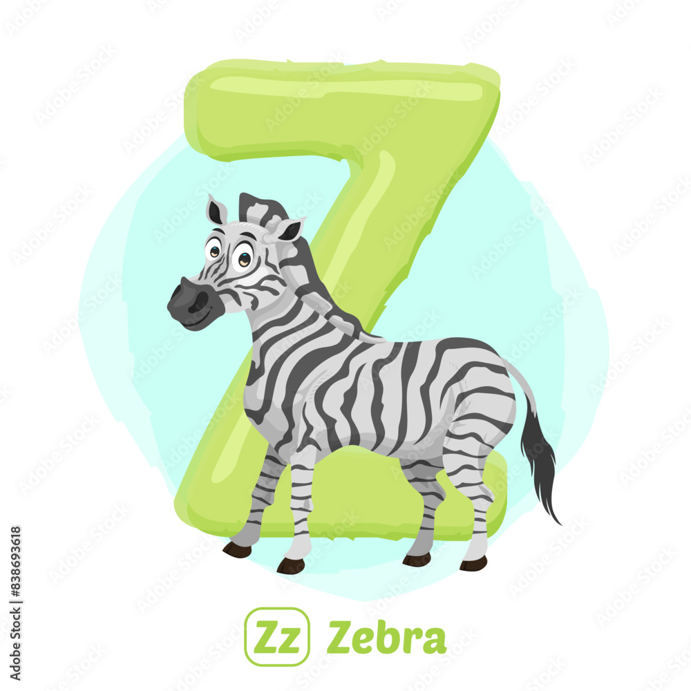 Obraz premium stock vector of Z for zebra. alphabet animal for education