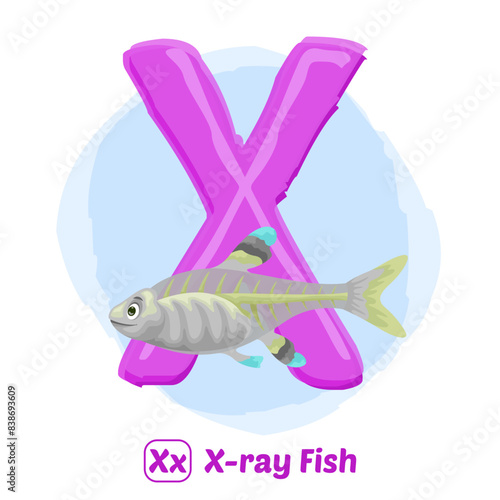 stock vector of X for x ray fish. alphabet animal for education