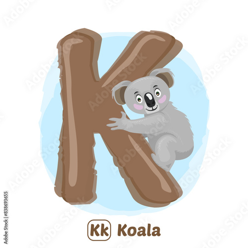 stock vector of K for koala. alphabet animal for education