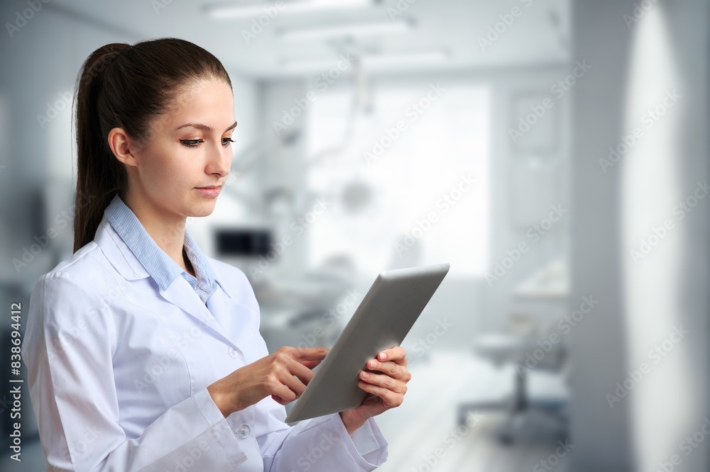 Portrait of Young Specialis Using tablet Computer. Portrait of Young Specialis Using tablet Computer.
