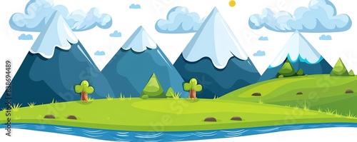 A flat design background with mountain ranges creating a wave pattern across the top  with free copy space below for text