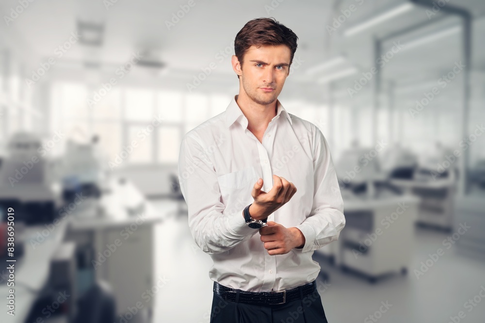 Portrait of a young banker at  workplace office