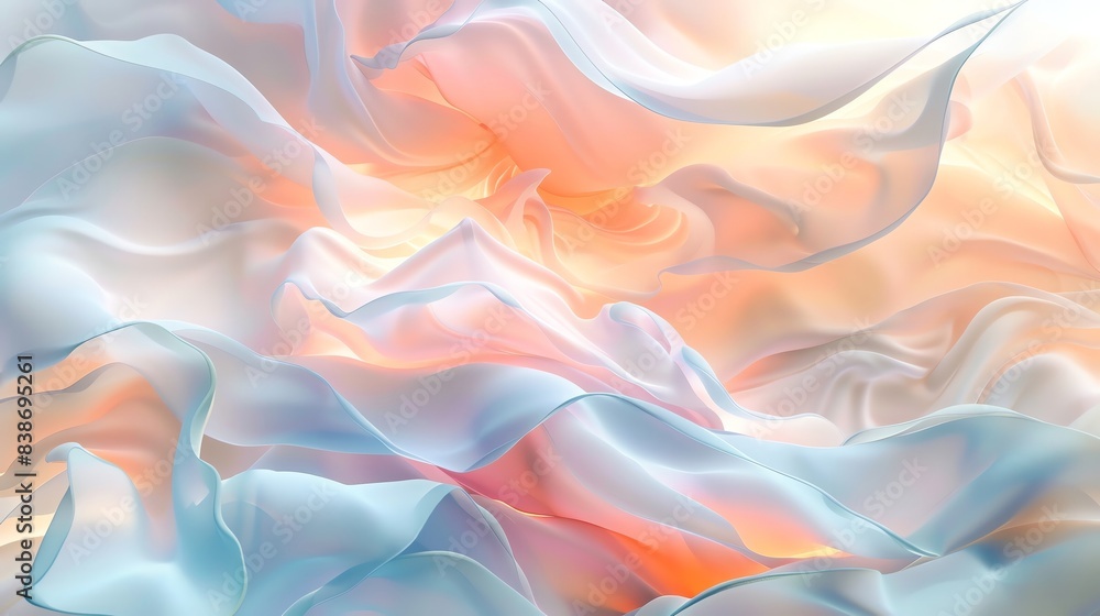 Fototapeta premium modern, minimalistic art style, silk lily petal wallpaper, light color, see-through, soft light, flowing see-through, precise hyperrealism, mesmerizing color scape, octane