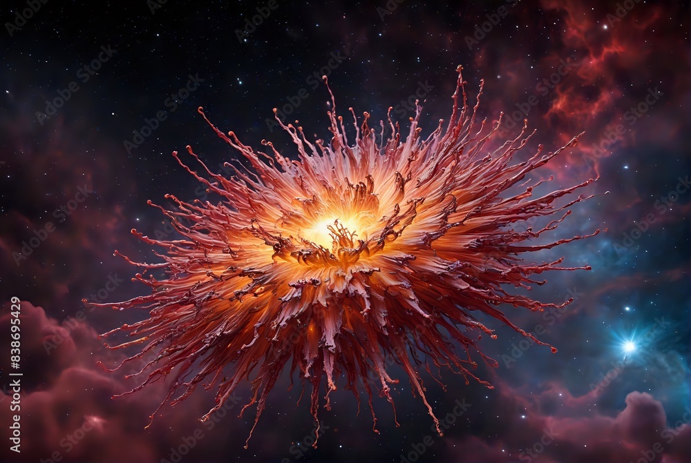 Astro Artwork: A Galactic Nebula with a Blossoming Flower-like Formation in the Center Astro Artwork: A Galactic Nebula with a Blossoming Flower-like Formation in the Center