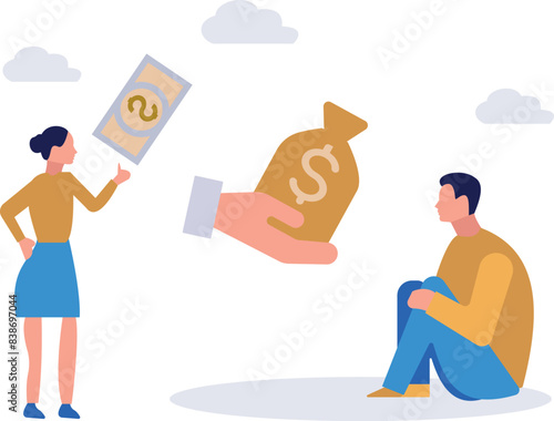 Boy and girl thinking about money.
